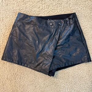 Free People Faux Leather Skort Black Asymmetric Size 4